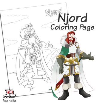 Njord Coloring Page Digital Download for Print