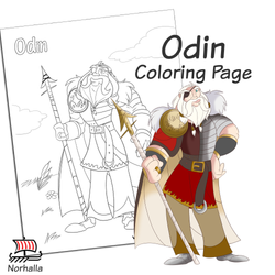 Odin of Asgard Coloring Page Digital Download for Print