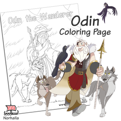 Odin the Wanderer Coloring Page Digital Download for Print