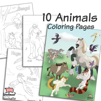 Animal 10 Pack Coloring Page Digital Download for Print