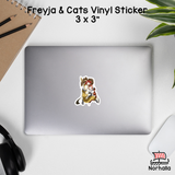 Freyja Hugging Cats Vinyl Sticker