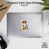 Freyja Hugging Cats Vinyl Sticker