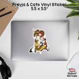 Freyja Hugging Cats Vinyl Sticker
