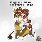 Freyja Hugging Cats Vinyl Sticker