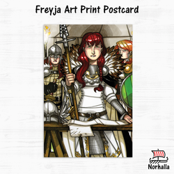 Freyja with Warriors Art Print Postcard