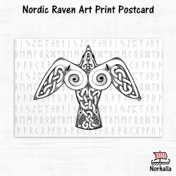 Nordic Raven Art Print Postcard
