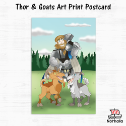 Thor & Goats Art Print Postcard