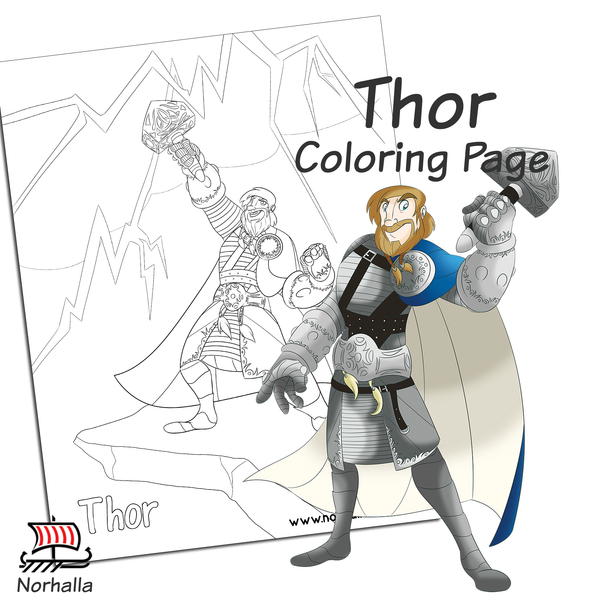Thor Coloring Page Digital Download for Print