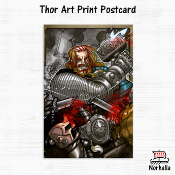 Thor with Mjolnir Art Print Postcard