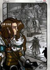 Skadi - Scene from Legends, Idunna's Enchanted Apples. Illustration by Nicolas R. Giacondino, copyright Norhalla.com.