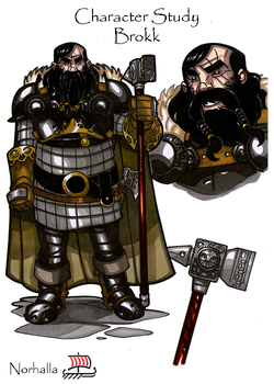 Brokk - Brokk (or Brokkr) is a dwarf, or dark elf, from Svartalfheim. Illustration by Nicolas R. Giacondino, copyright Norhalla.com.