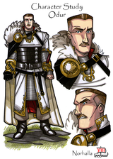 Odur - Odur is Freyja's husband and father to Hnossa and Gersemi. The name "Odur" means "divine madness", meaning the obsession, desire, love, lust for one's soul mate.  Illustration by Nicolas R. Giacondino, copyright Norhalla.com.