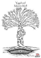 Mimir's Well - Mimir's Well under Yggdrasil with Odin's Eye - Scene from Children of Odin, republishing by Norhalla. Illustration by Micke Johansson, copyright Norhalla.com.