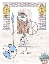 ga - Frigga (or Frigg) is a Jotun and wife to Odin.  In mythology, she knows the future and all secrets. Illustration for Norse, of Course! by Kristin Valkenhaus, copyright Norhalla.com.