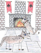 Geri and Freki - Geri & Freki both meaning "ravenous" or "greedy one"; they are the two wolves who accompany Odin. They guard and protect. Illustration for Norse, of Course! by Kristin Valkenhaus, copyright Norhalla.com.