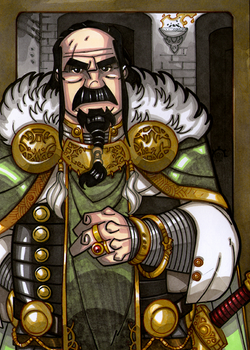 Gymer - In Mythology, Gymir is Gerda's father. He is a distant cousin to Thjazi. He is very rich; a rich merchant or estate holder. He is a Jotun, scheming, but not a Villain. Illustration by Nicolas R. Giacondino, copyright Norhalla.com.
