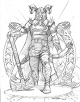 Heimdall - Heimdall guards the Bifrost. The Bifrost is the spiritual connection to the ancestors (source of what could be called "divine inspiration"). Heimdall is more knowledgeable, has wisdom, and is older than both the Vanir and the Aesir. Illustration by Bob Barry, copyright Norhalla.com.