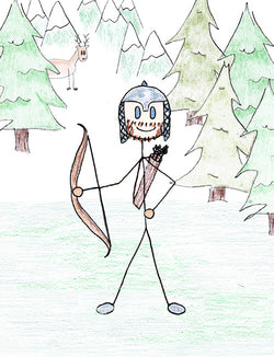 Hodur - In Mythology, Hodur is blind, and at Loki's direction unwittingly kills Baldur with Mistletoe. Illustration for Norse, of Course! by Kristin Valkenhaus, copyright Norhalla.com.